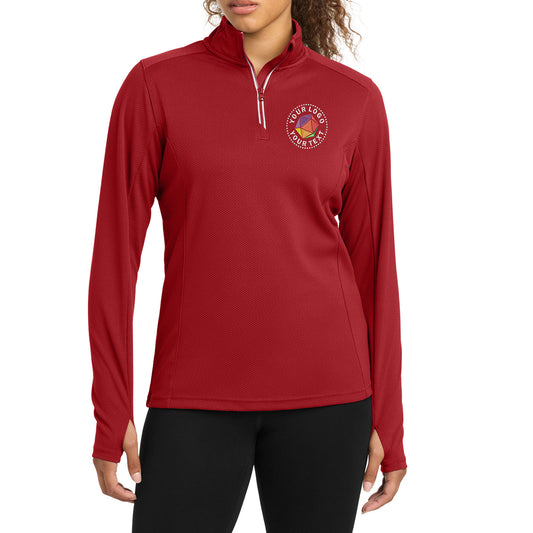 Sport-Tek® Custom Embroidered  Women's Sport-Wick® Textured 1/4-Zip Pullover - LST860
