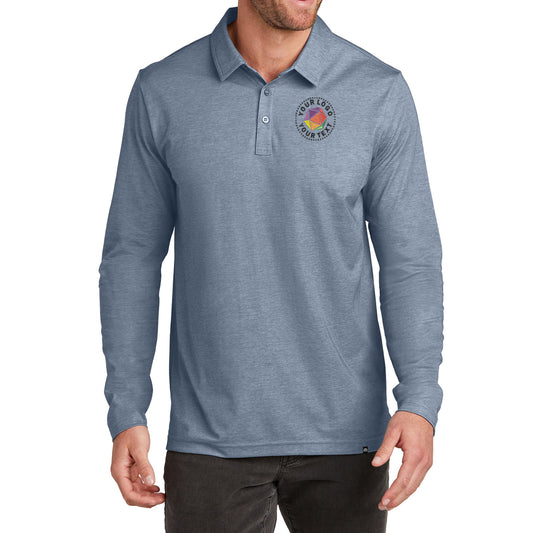 TravisMathew Custom Embroidered Oceanside Heather Long Sleeve Polo - TM1MZ343