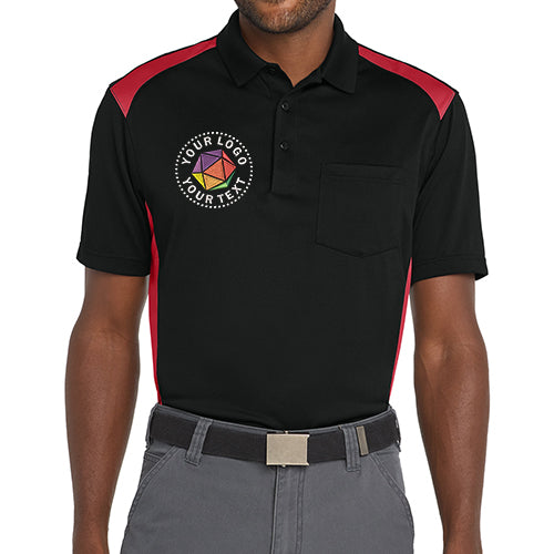CornerStone® Custom Embroidered Select Snag-Proof Two Way Colorblock Pocket Polo - CS416