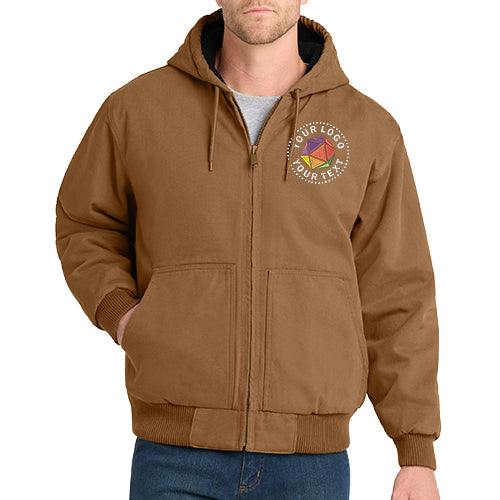 CornerStone® Custom Embroidered Washed Duck Cloth Insulated Hooded Work Jacket - CSJ41