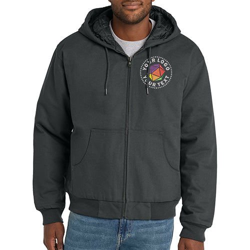 CornerStone® Custom Embroidered Duck Cloth Hooded Work Jacket - J763H