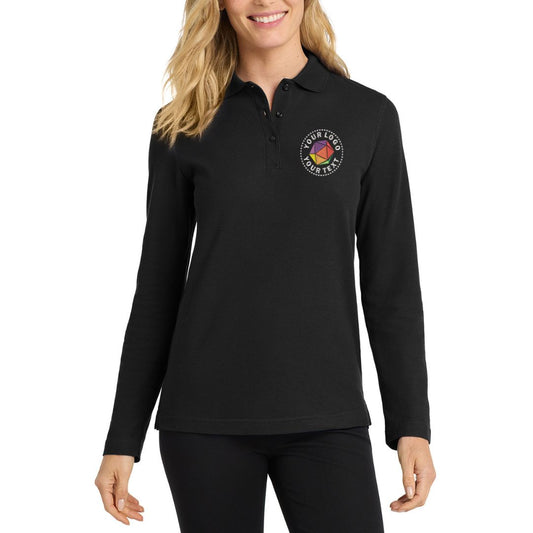 Port Authority® Custom Embroidered Women's Silk Touch™ Long Sleeve Polo - L500LS
