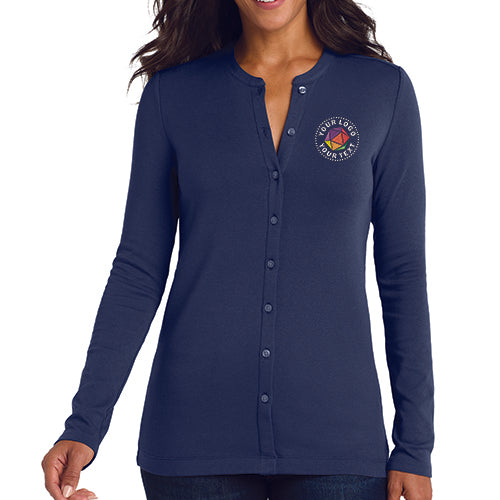 Port Authority® Custom Embroidered Women's Concept Stretch Button-Front Cardigan - LM1008