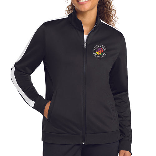 Sport-Tek® Ladies Tricot Sleeve Stripe Custom Embroidered Track Jacket - LST94