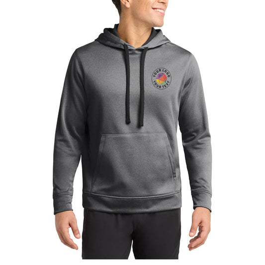 Sport-Tek ® PosiCharge ® Sport-Wick ® Custom Embroidered Heather Fleece Hooded Pullover. ST264
