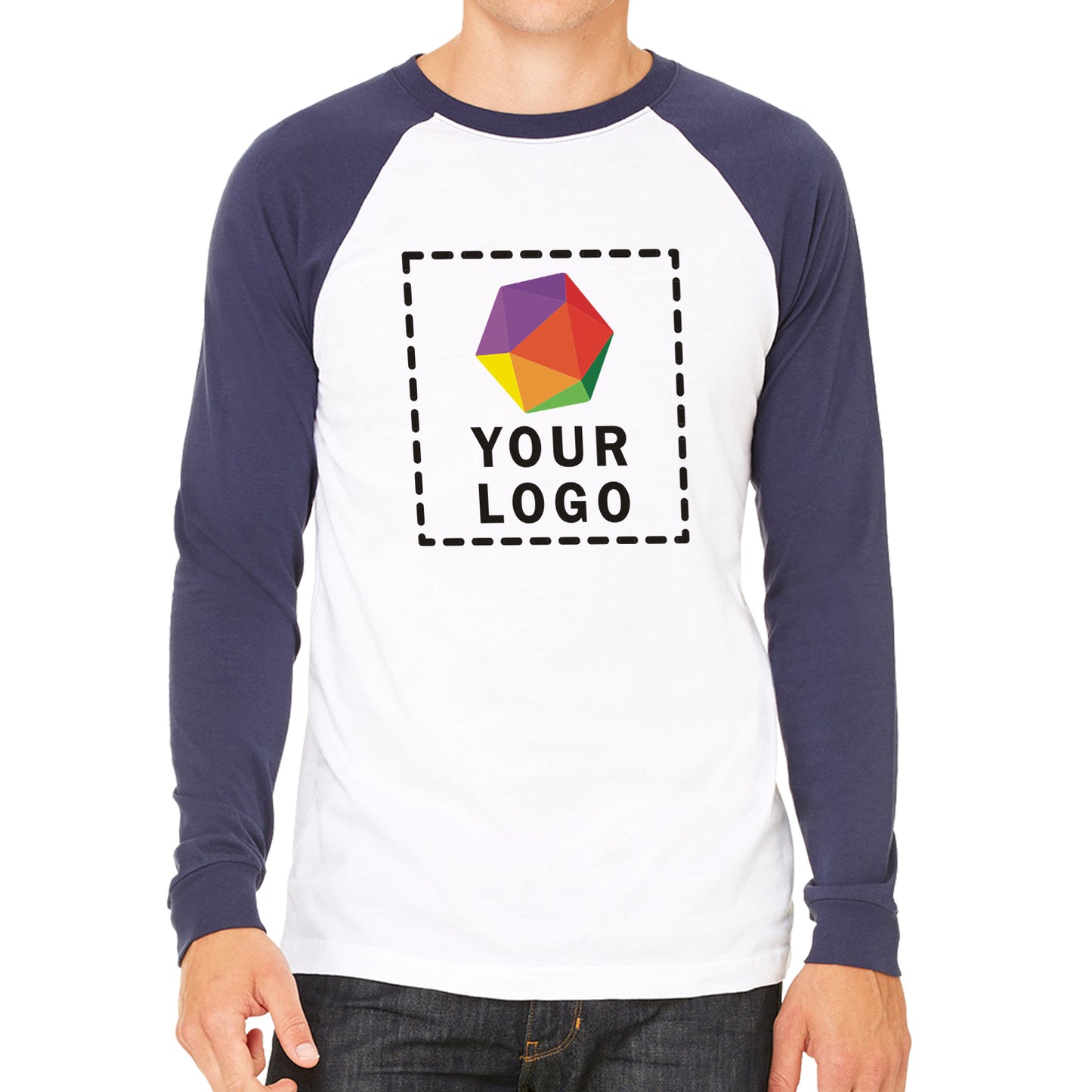 Bella + Canvas Custom Printed Men's Jersey Long-Sleeve Baseball T-Shirt - 3000C