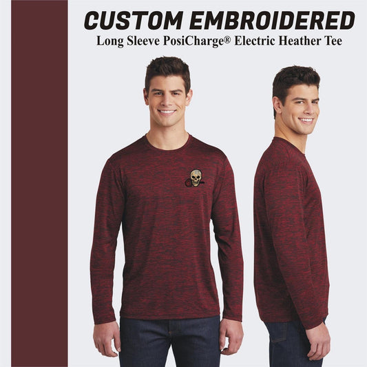 Sport-Tek® Long Sleeve PosiCharge® Custom Embroidered Electric Heather Tee. ST390LS
