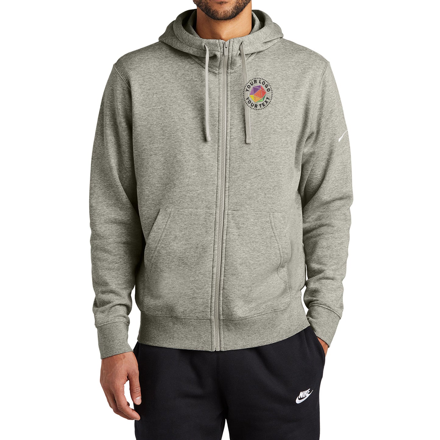 Nike Custom Embroidered Club Fleece Sleeve Swoosh Full-Zip Hoodie - NKDR1513