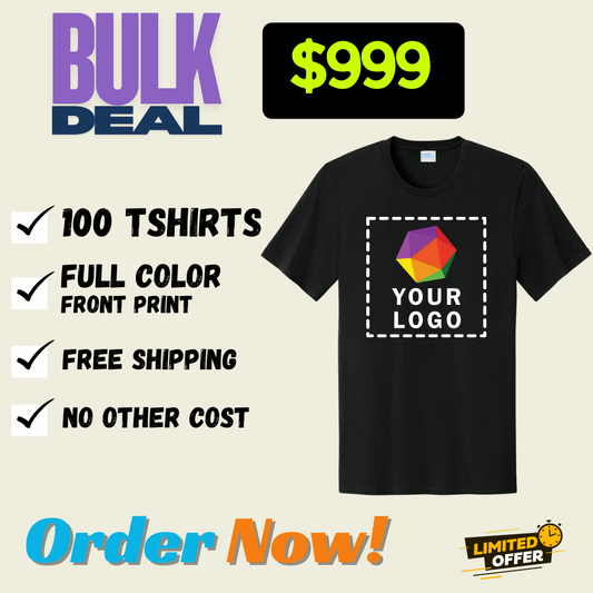 BULK DEAL | 100 TSHIRTS | FULL COLOR FRONT PRINT | $999 ONLY