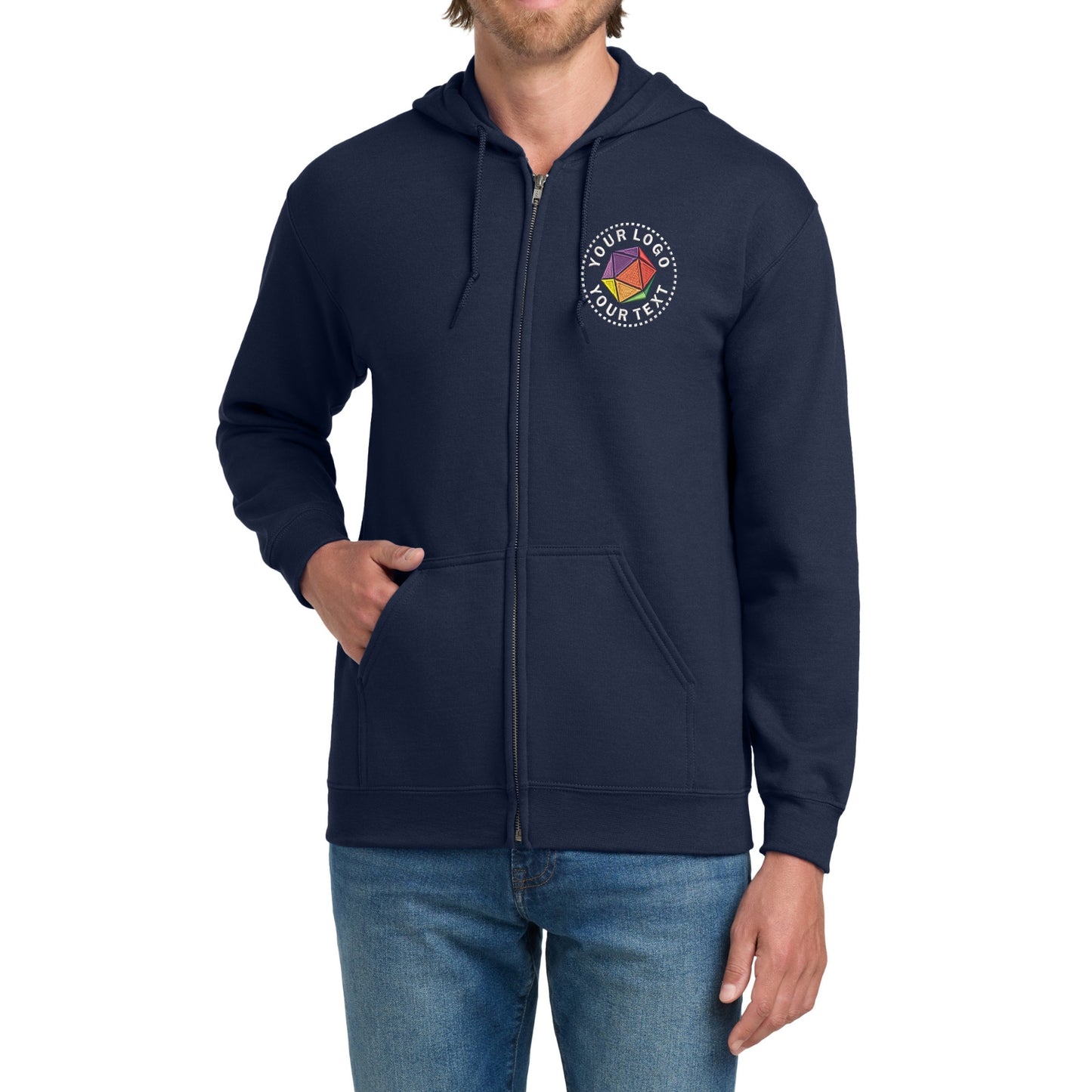 Gildan® Custom Embroidered Heavy Blend™ Full-Zip Hooded Sweatshirt - 18600