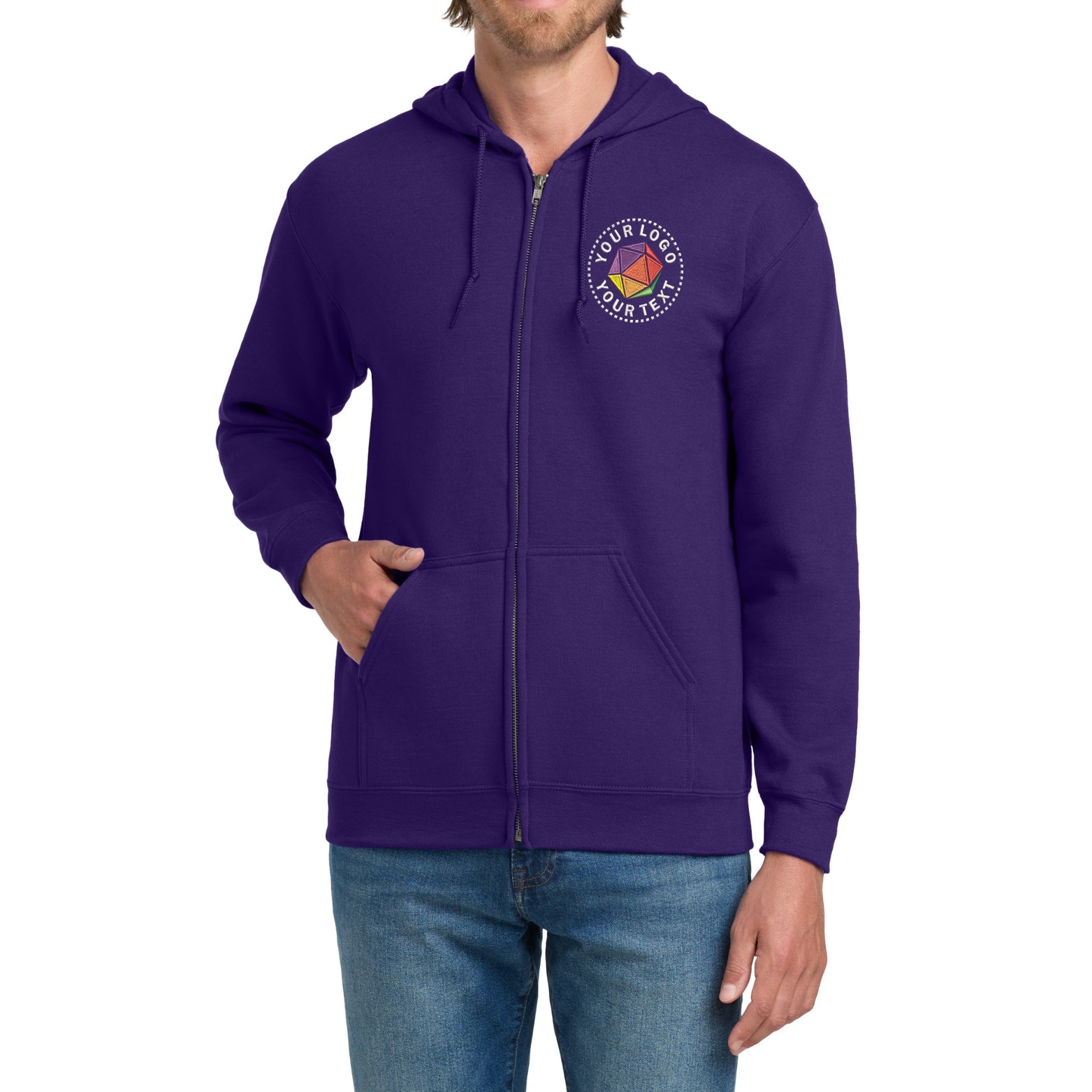 Gildan® Custom Embroidered Heavy Blend™ Full-Zip Hooded Sweatshirt - 18600