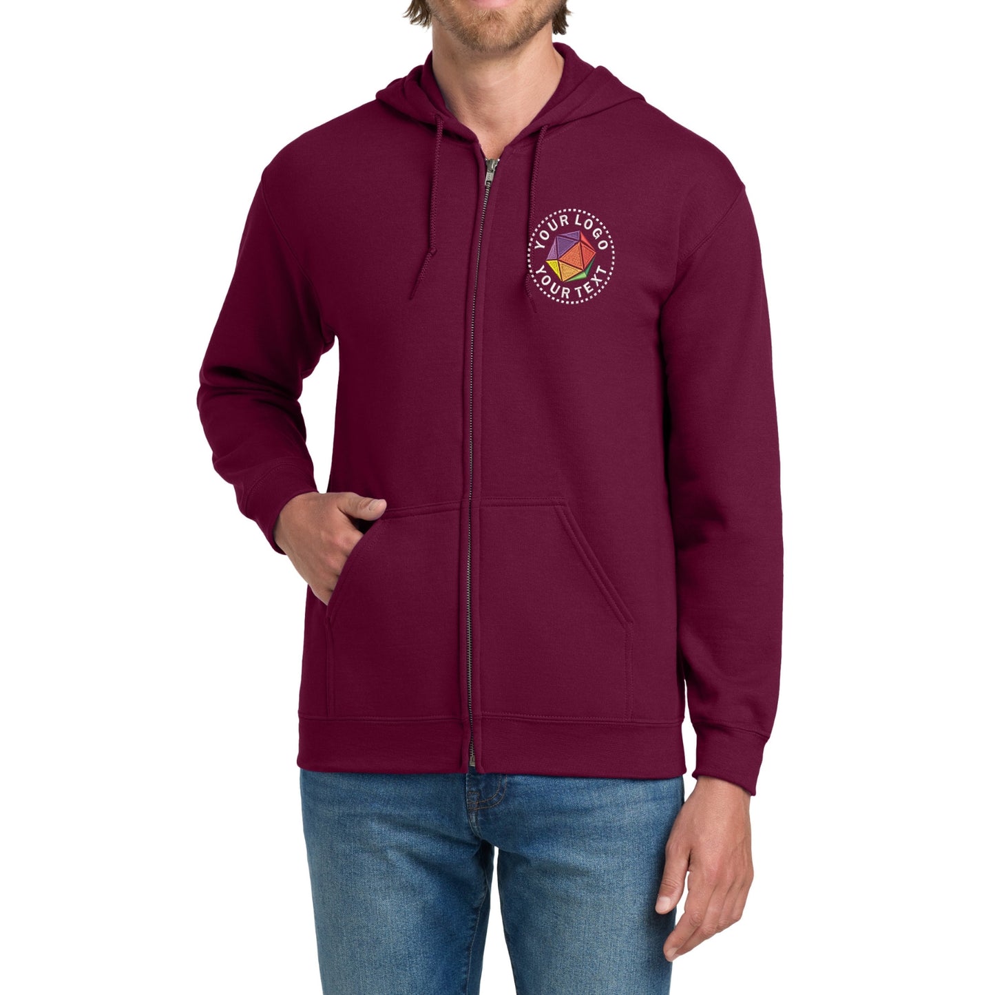 Gildan® Custom Embroidered Heavy Blend™ Full-Zip Hooded Sweatshirt - 18600