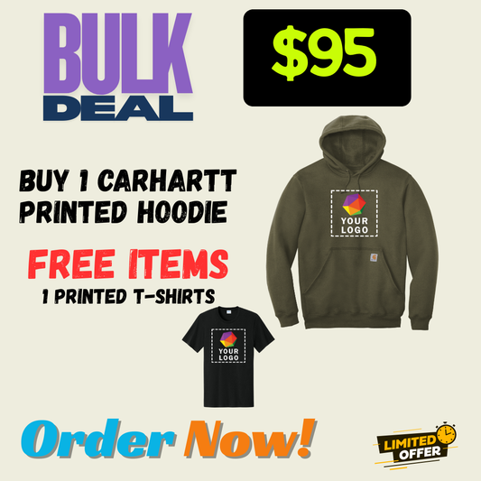 FREE DEAL | BUY 1 CARHARTT HOODIES | GET 1 CUSTOM PRINTED T-SHIRTS FREE | $95 ONLY