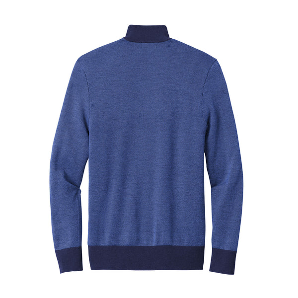 Brooks Brothers® Custom Embroidered Washable Merino Birdseye 1/4-Zip Sweater - BB18412