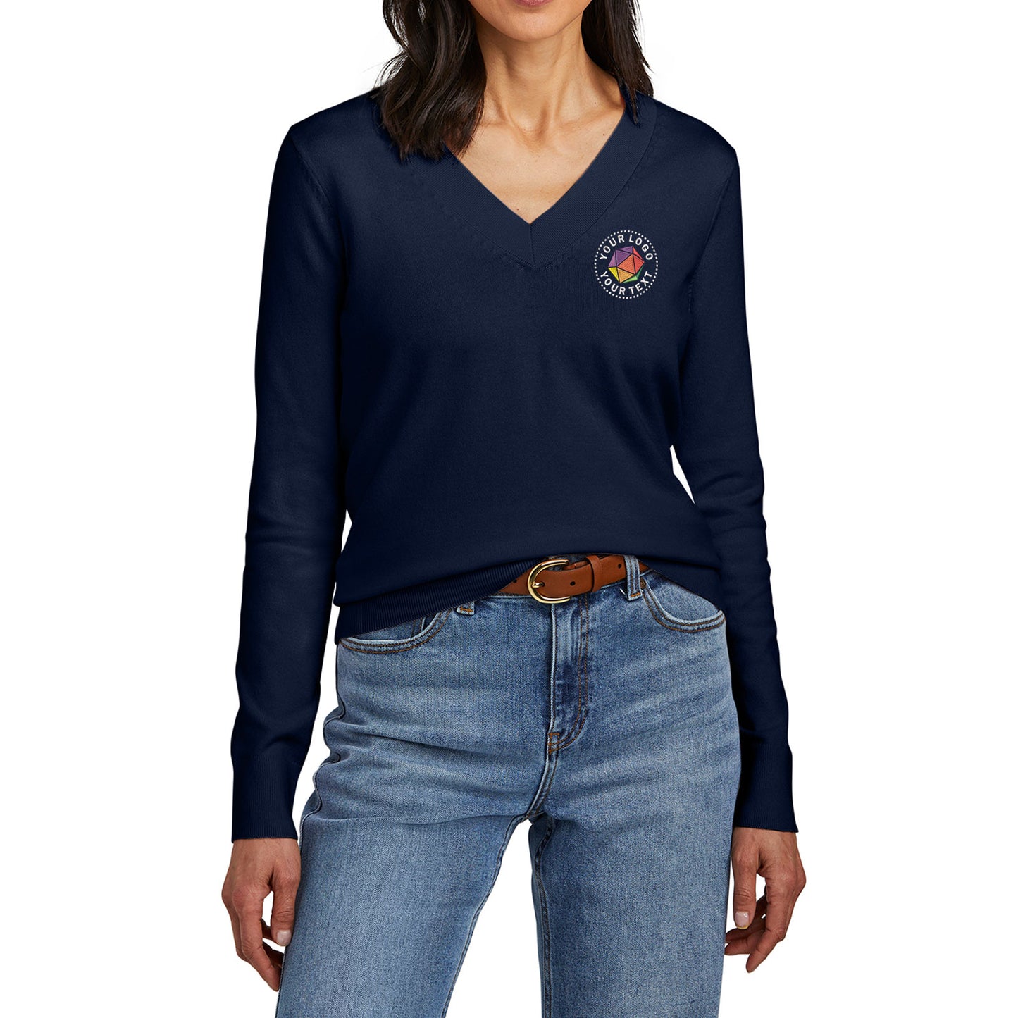 Brooks Brothers® Custom Embroidered Women’s Cotton Stretch V-Neck Sweater - BB18401