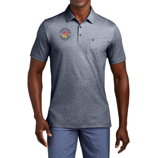 TravisMathew Custom Embroidered Oceanside Heather Pocket Polo - TM1MY404