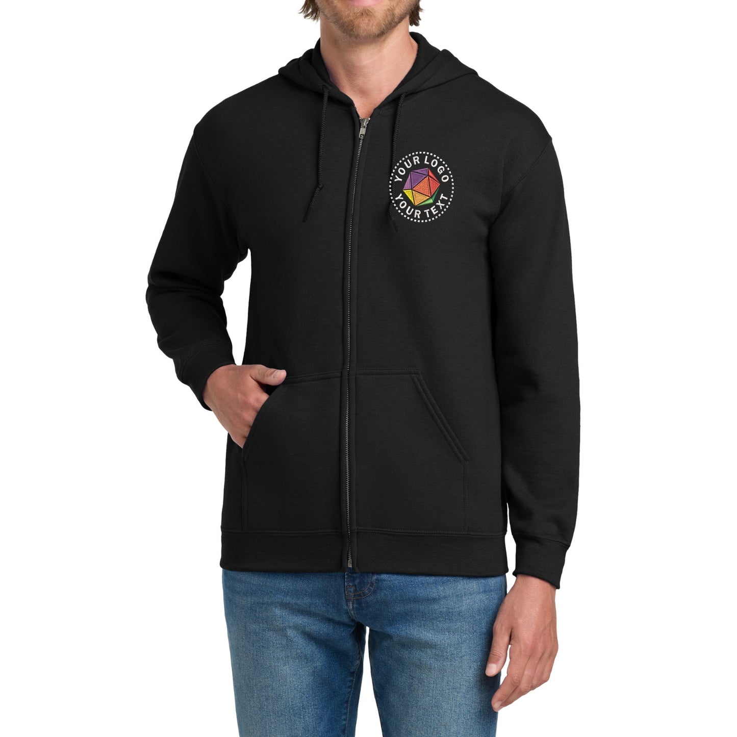 Gildan® Custom Embroidered Heavy Blend™ Full-Zip Hooded Sweatshirt - 18600