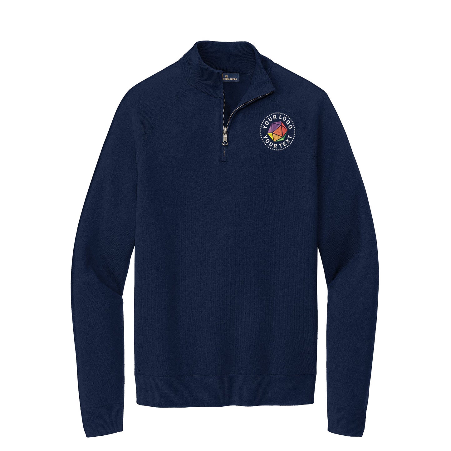 Brooks Brothers® Custom Embroidered Cotton Stretch 1/4-Zip Sweater - BB18402