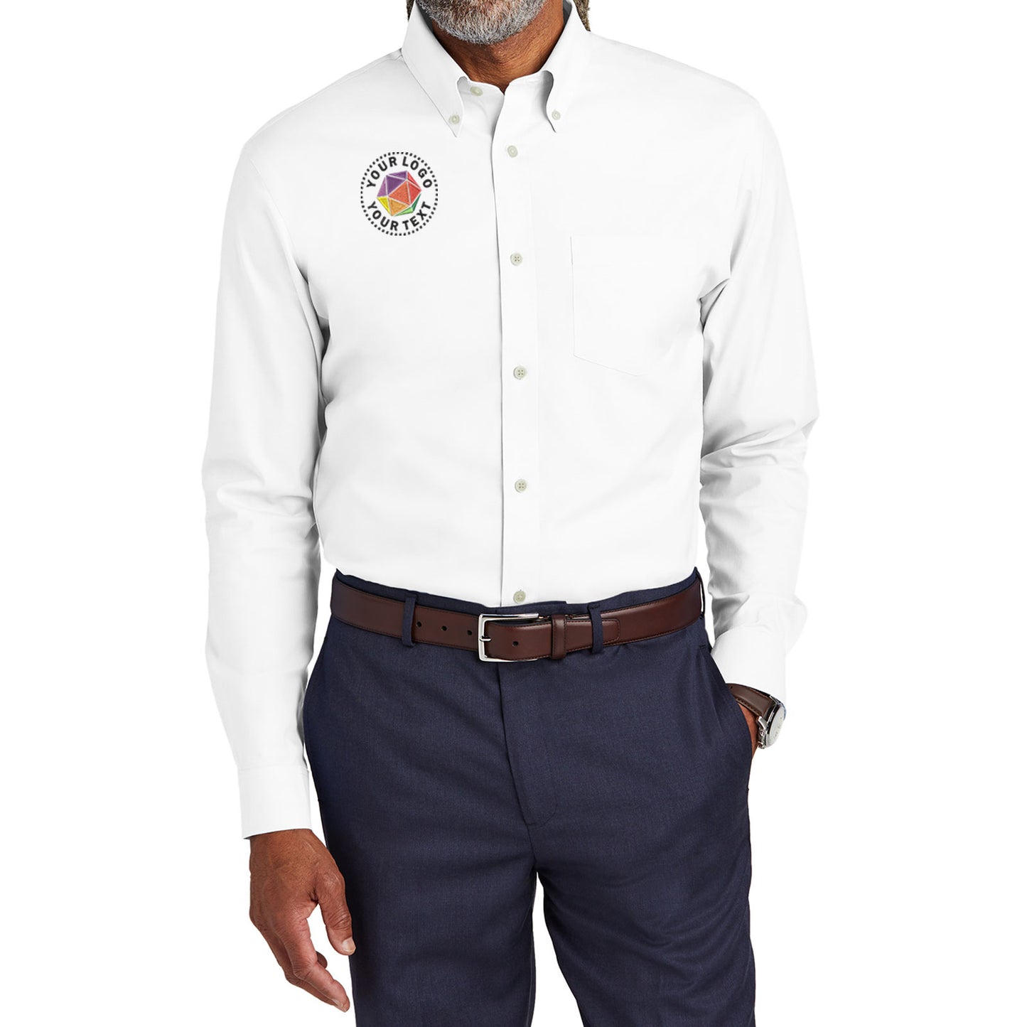 Brooks Brothers® Custom Embroidered Tall Wrinkle-Free Stretch Pinpoint Shirt - TBB18000