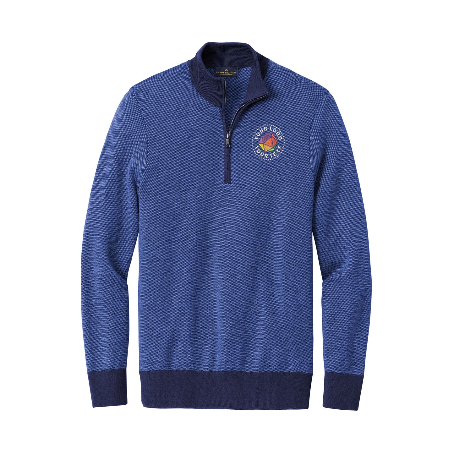 Brooks Brothers® Custom Embroidered Washable Merino Birdseye 1/4-Zip Sweater - BB18412