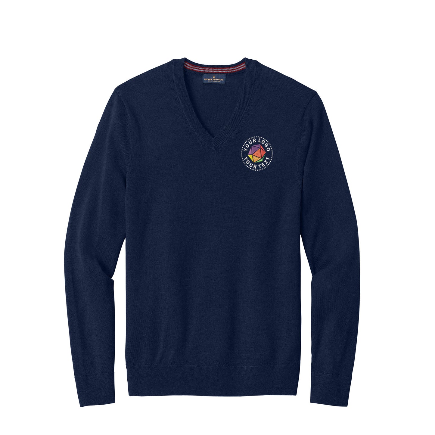 Brooks Brothers® Custom Embroidered Washable Merino V-Neck Sweater - BB18410