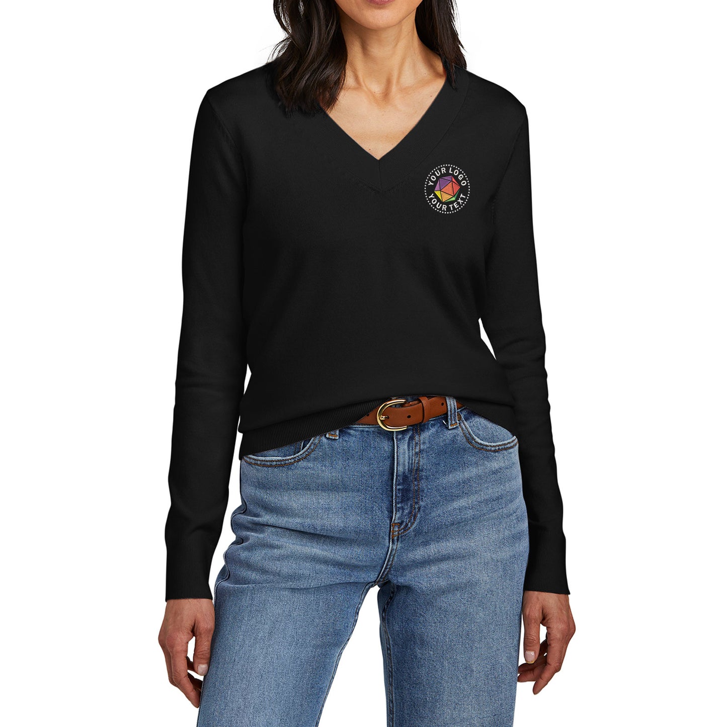 Brooks Brothers® Custom Embroidered Women’s Cotton Stretch V-Neck Sweater - BB18401