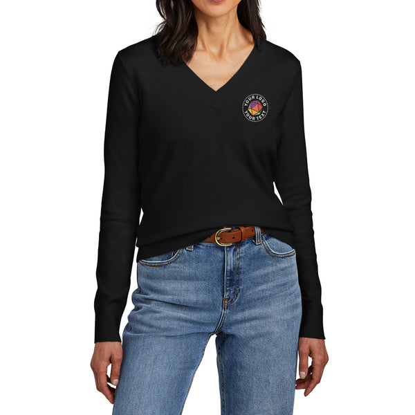 Brooks Brothers® Custom Embroidered Women’s Cotton Stretch V-Neck Sweater - BB18401