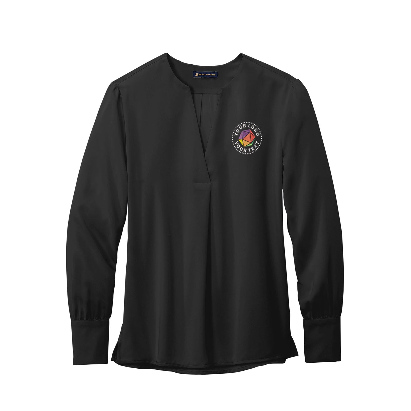 Brooks Brothers® Custom Embroidered Women’s Open-Neck Satin Blouse - BB18009