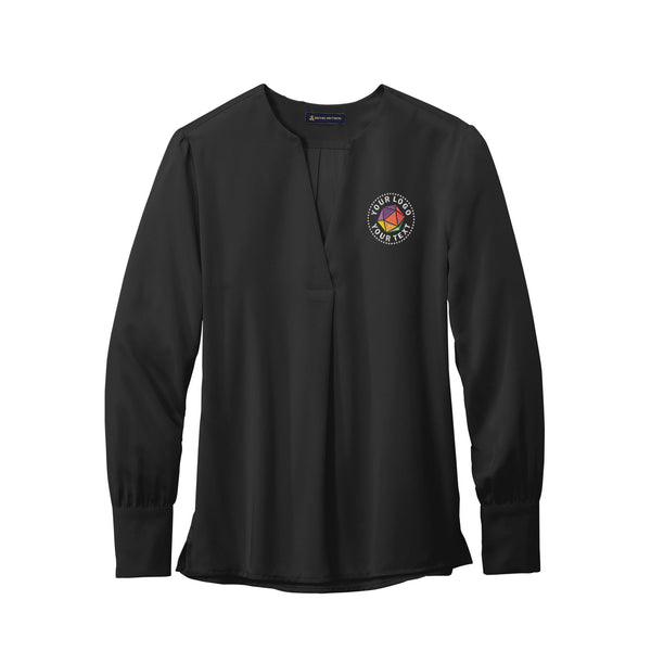 Brooks Brothers® Custom Embroidered Women’s Open-Neck Satin Blouse - BB18009