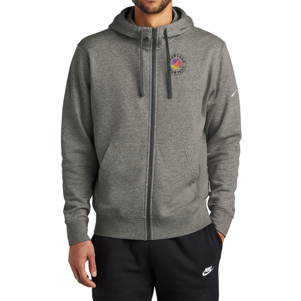 Nike Custom Embroidered Club Fleece Sleeve Swoosh Full-Zip Hoodie - NKDR1513