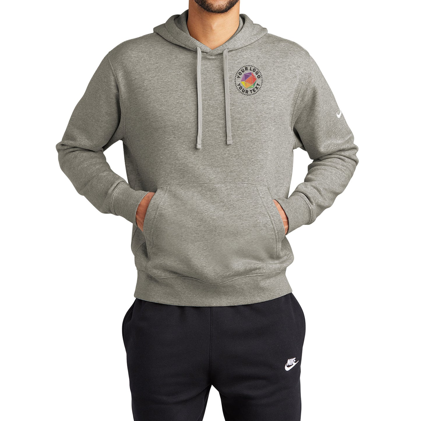 Nike Custom Embroidered Club Fleece Sleeve Swoosh Pullover Hoodie - NKDR1499