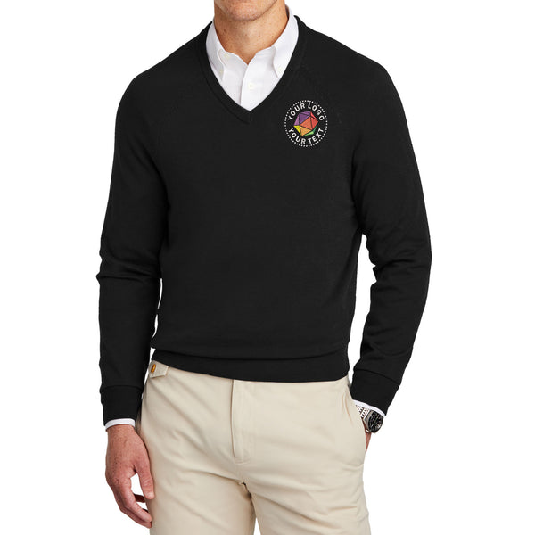 Brooks Brothers® Custom Embroidered Cotton Stretch V-Neck Sweater - BB18400
