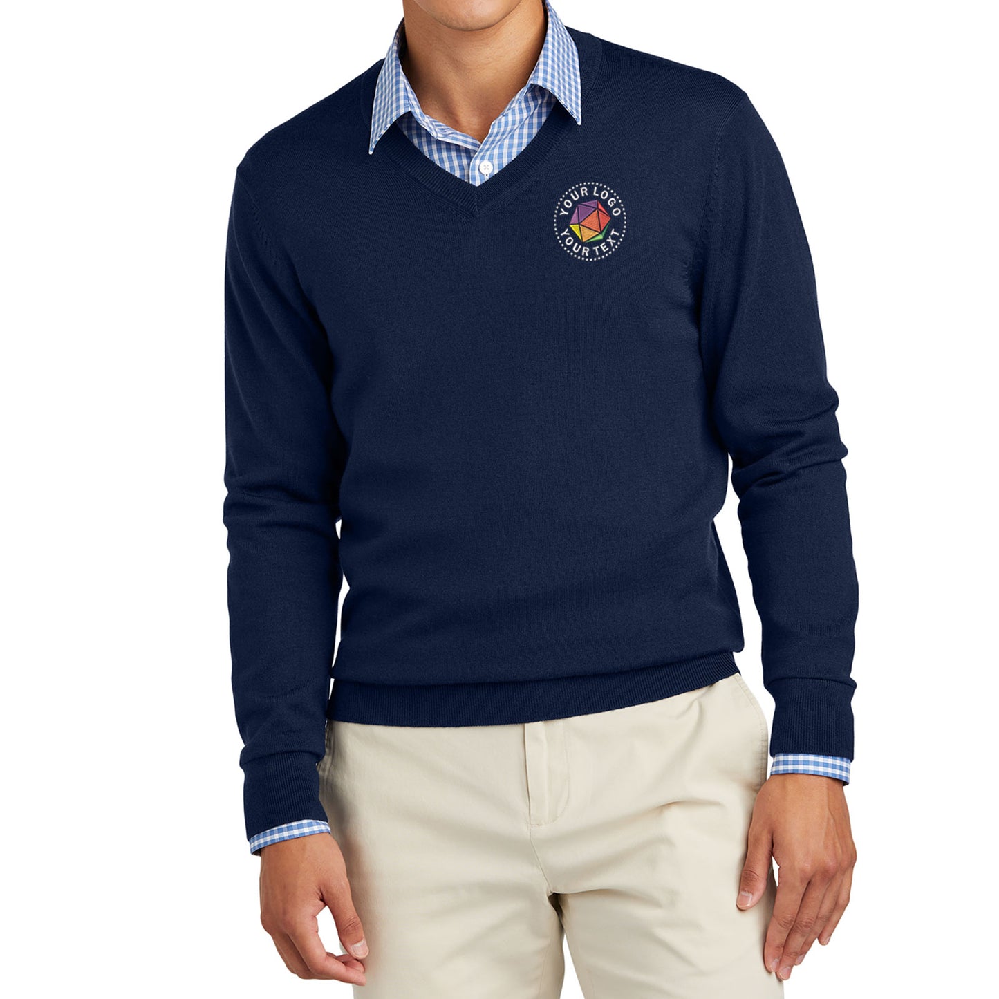 Brooks Brothers® Custom Embroidered Washable Merino V-Neck Sweater - BB18410