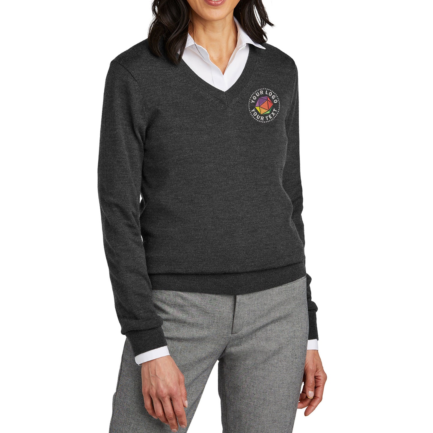 Brooks Brothers® Custom Embroidered Women’s Washable Merino V-Neck Sweater - BB18411