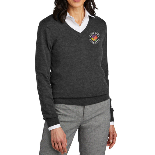 Brooks Brothers® Custom Embroidered Women’s Washable Merino V-Neck Sweater - BB18411