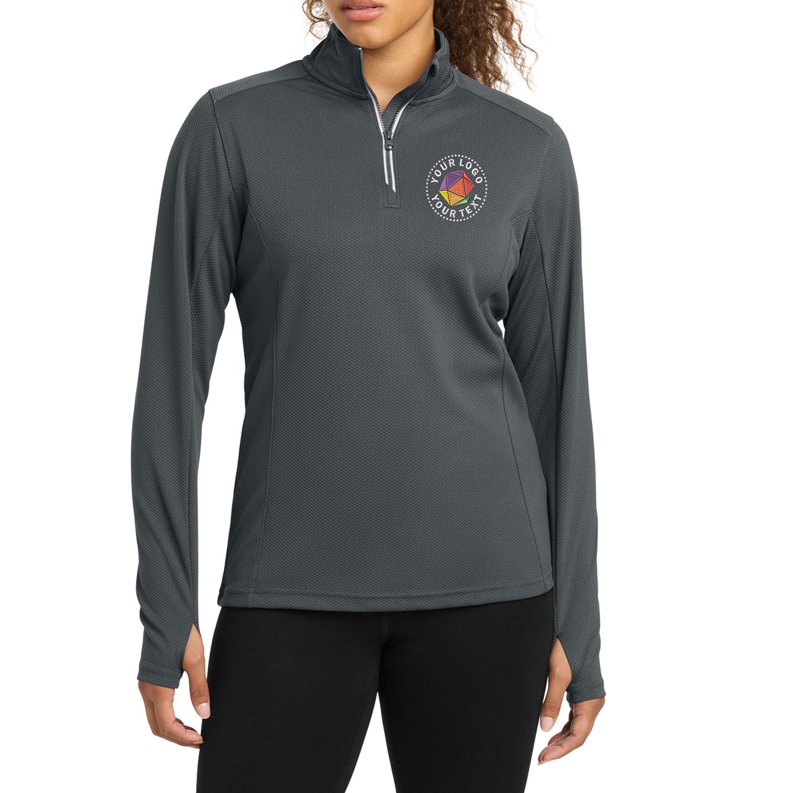 Sport-Tek® Custom Embroidered  Women's Sport-Wick® Textured 1/4-Zip Pullover - LST860