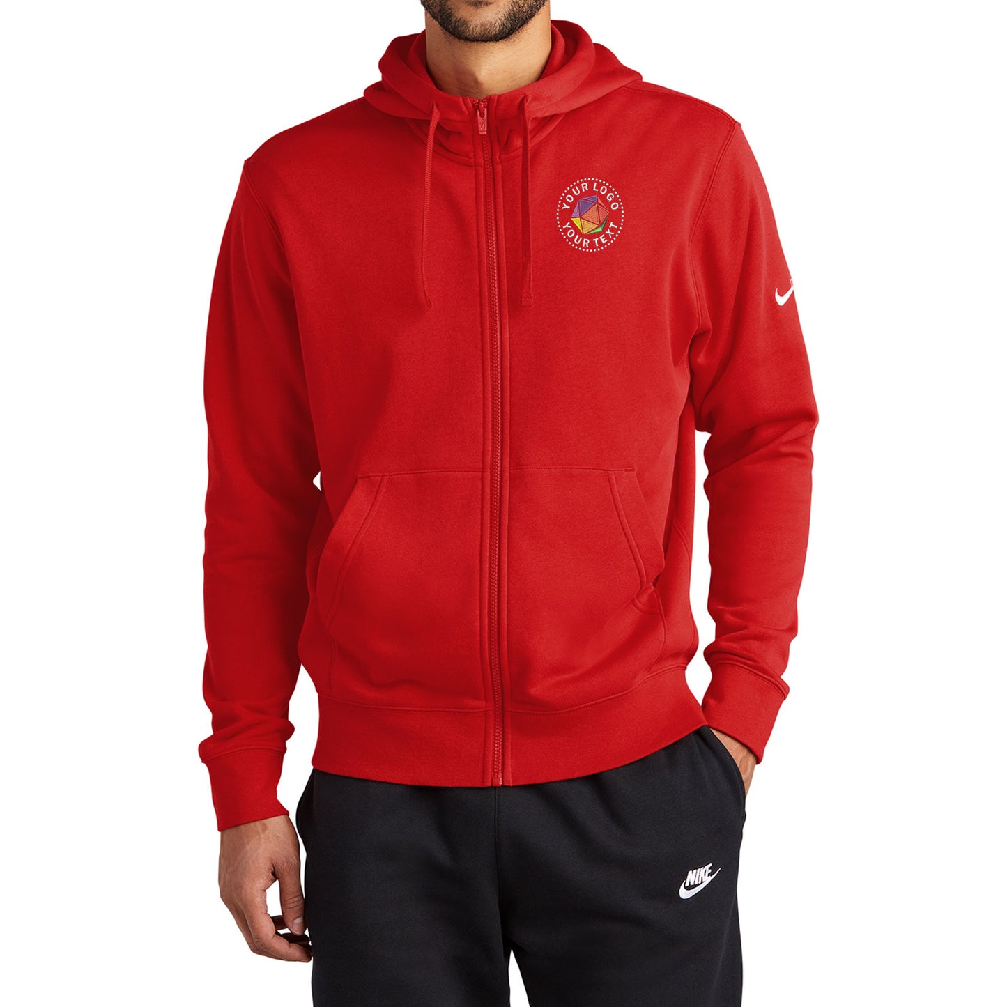 Nike Custom Embroidered Club Fleece Sleeve Swoosh Full-Zip Hoodie - NKDR1513