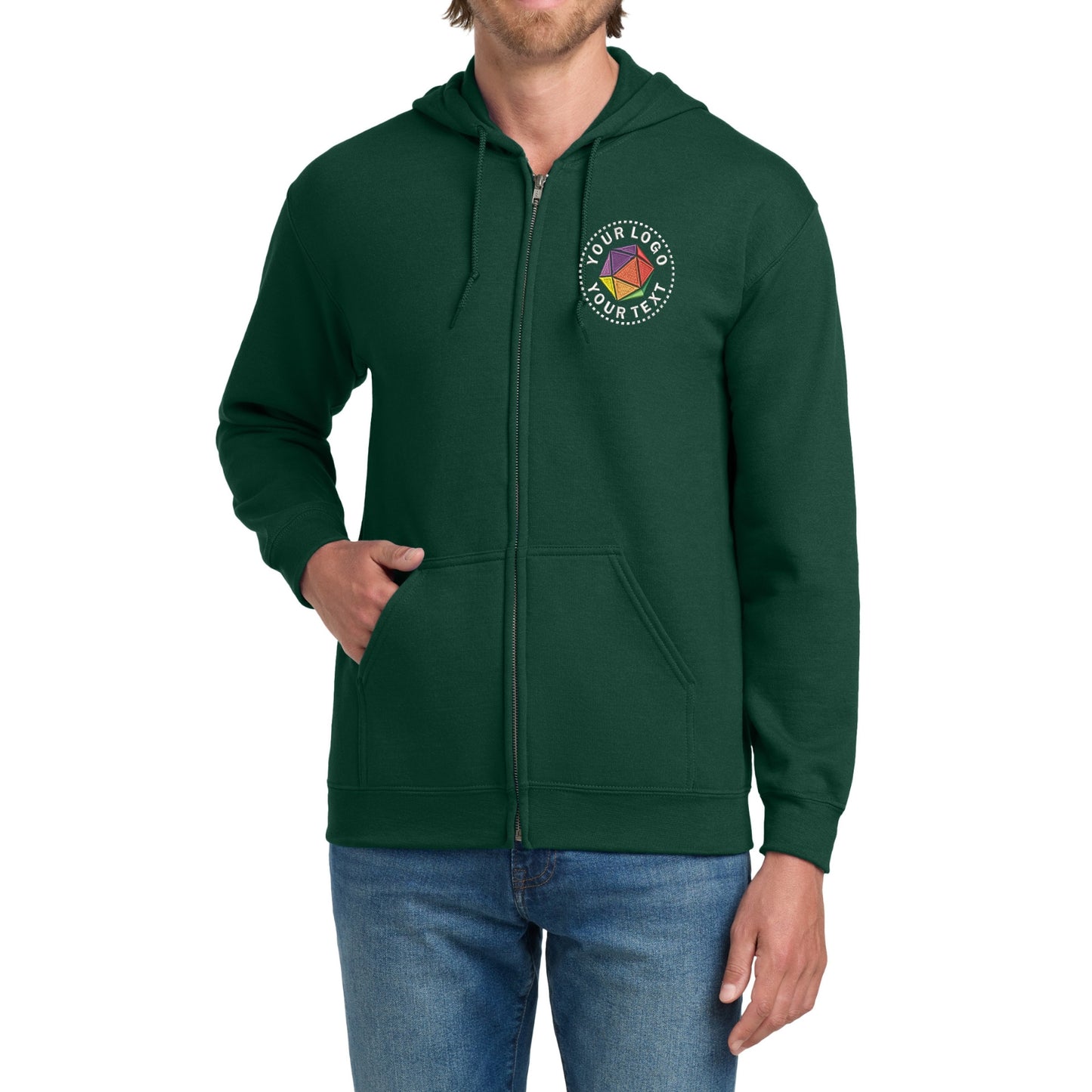 Gildan® Custom Embroidered Heavy Blend™ Full-Zip Hooded Sweatshirt - 18600