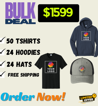 BULK DEAL | 50 TSHIRTS | 24 HOODIES | 24 HATS | $1599 ONLY