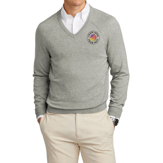 Brooks Brothers® Custom Embroidered Cotton Stretch V-Neck Sweater - BB18400