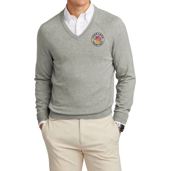 Brooks Brothers® Custom Embroidered Cotton Stretch V-Neck Sweater - BB18400