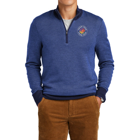 Brooks Brothers® Custom Embroidered Washable Merino Birdseye 1/4-Zip Sweater - BB18412