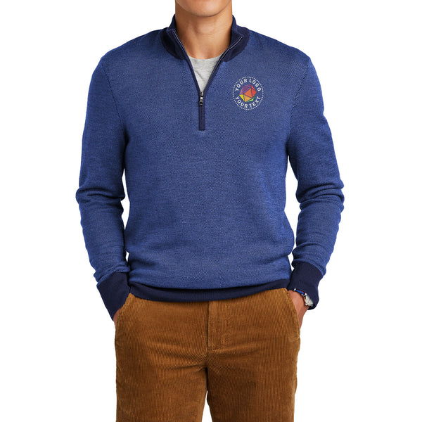 Brooks Brothers® Custom Embroidered Washable Merino Birdseye 1/4-Zip Sweater - BB18412