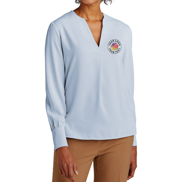 Brooks Brothers® Custom Embroidered Women’s Open-Neck Satin Blouse - BB18009