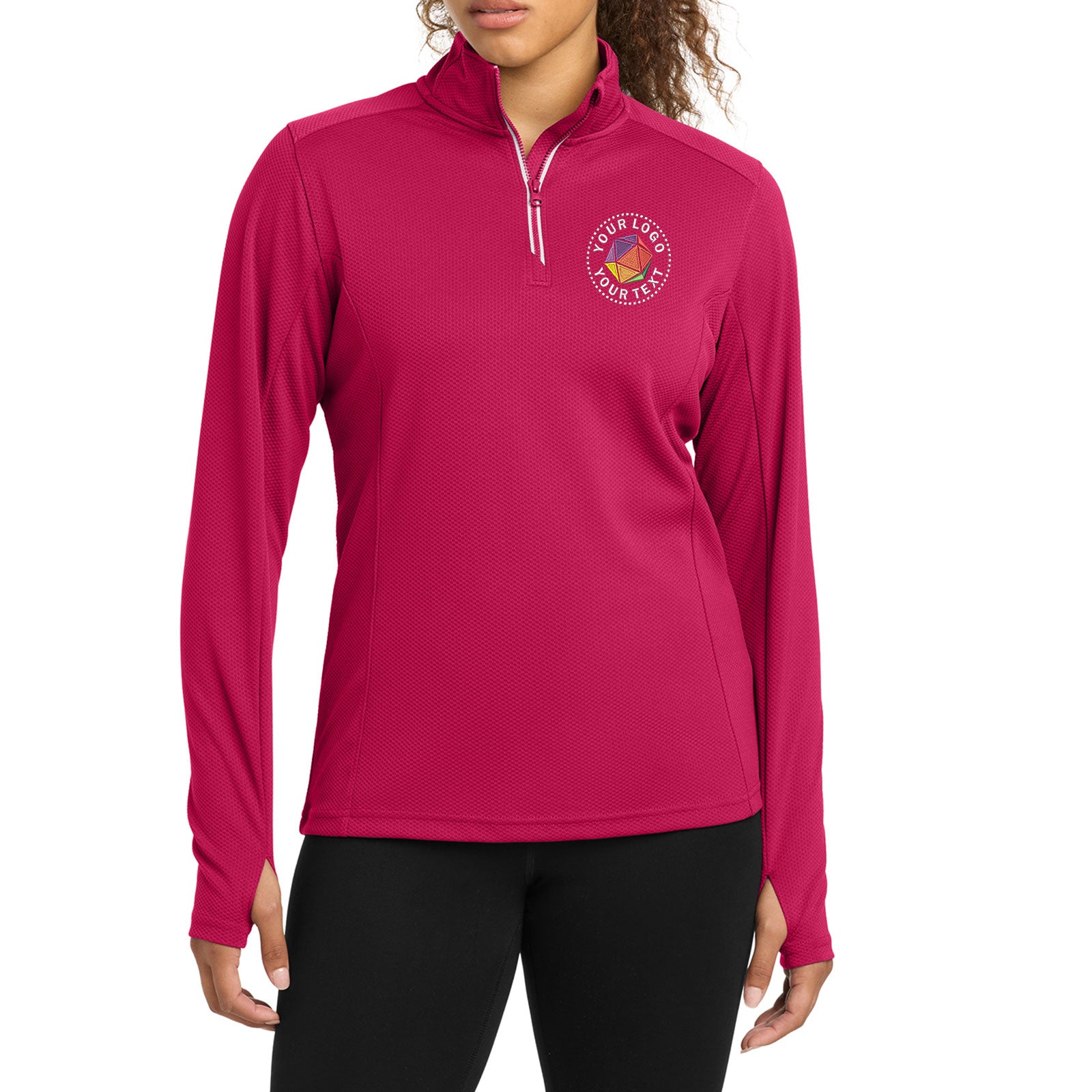 Sport-Tek® Custom Embroidered  Women's Sport-Wick® Textured 1/4-Zip Pullover - LST860