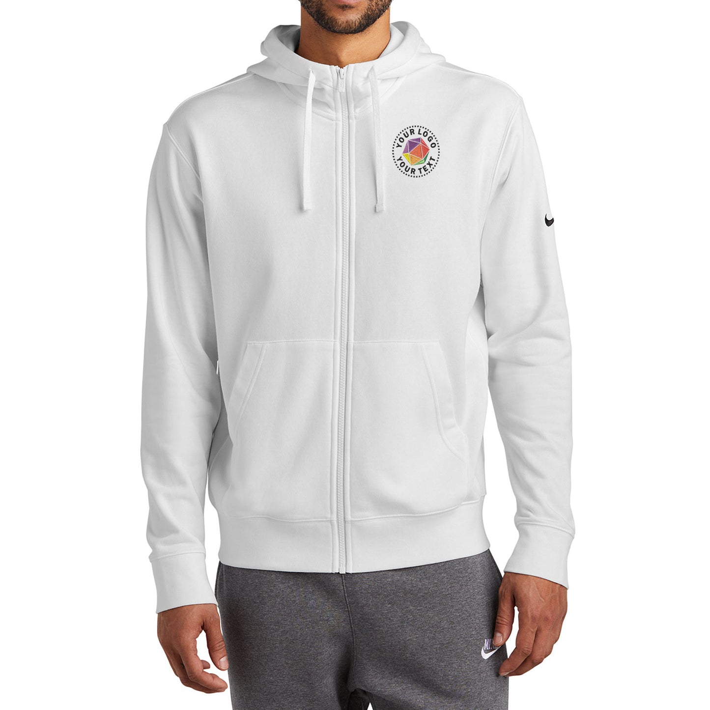 Nike Custom Embroidered Club Fleece Sleeve Swoosh Full-Zip Hoodie - NKDR1513