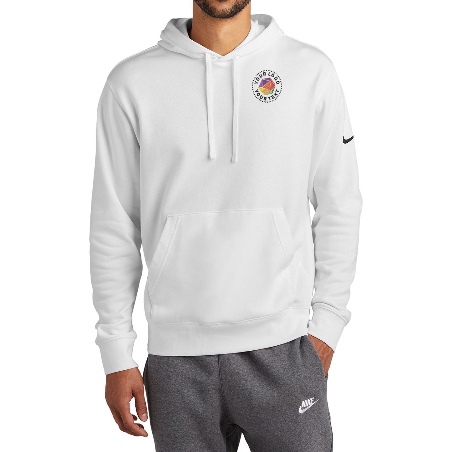 Nike Custom Embroidered Club Fleece Sleeve Swoosh Pullover Hoodie - NKDR1499