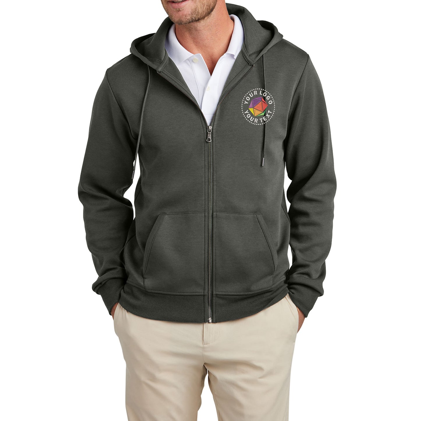 Brooks Brothers® Custom Embroidered Double-Knit Full-Zip Hoodie - BB18208