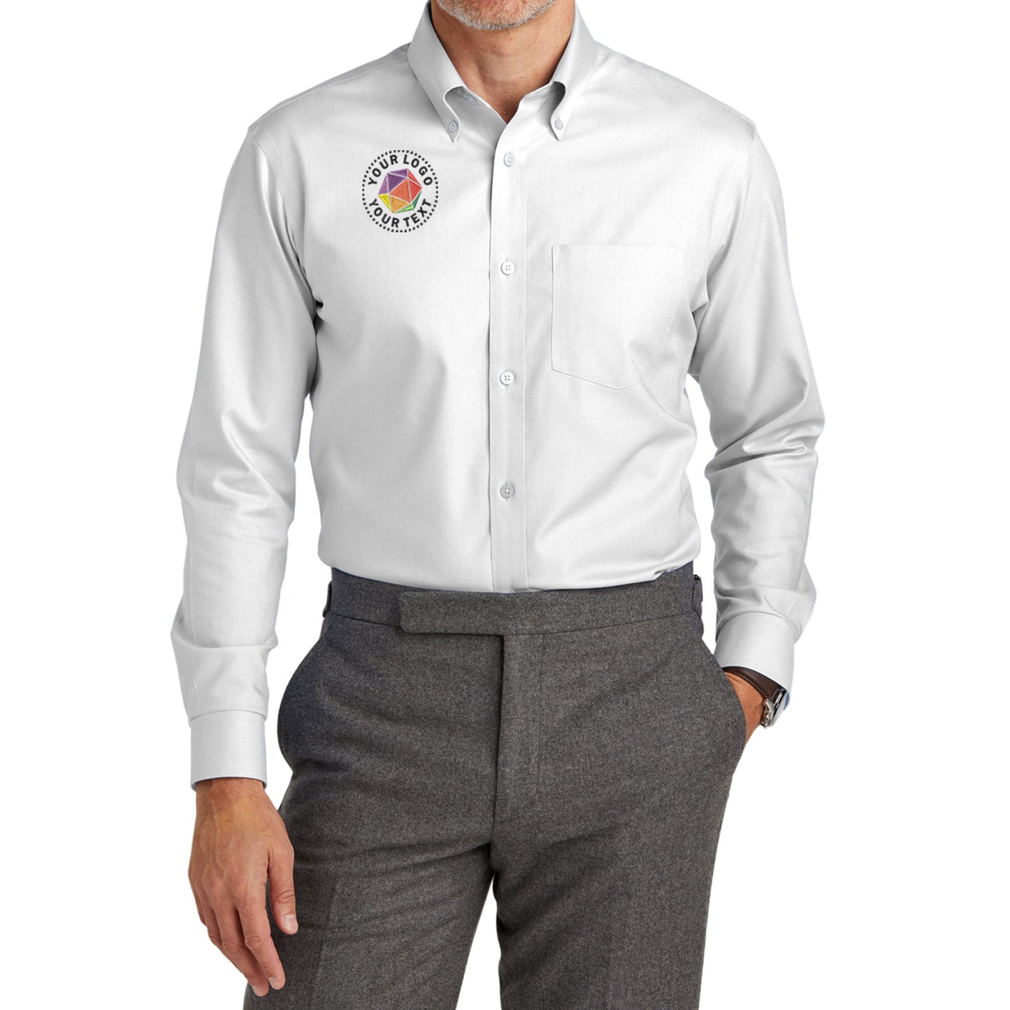 Brooks Brothers® Custom Embroidered Tall Wrinkle-Free Stretch Nailhead Shirt - TBB18002