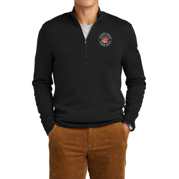 Brooks Brothers® Custom Embroidered Washable Merino Birdseye 1/4-Zip Sweater - BB18412